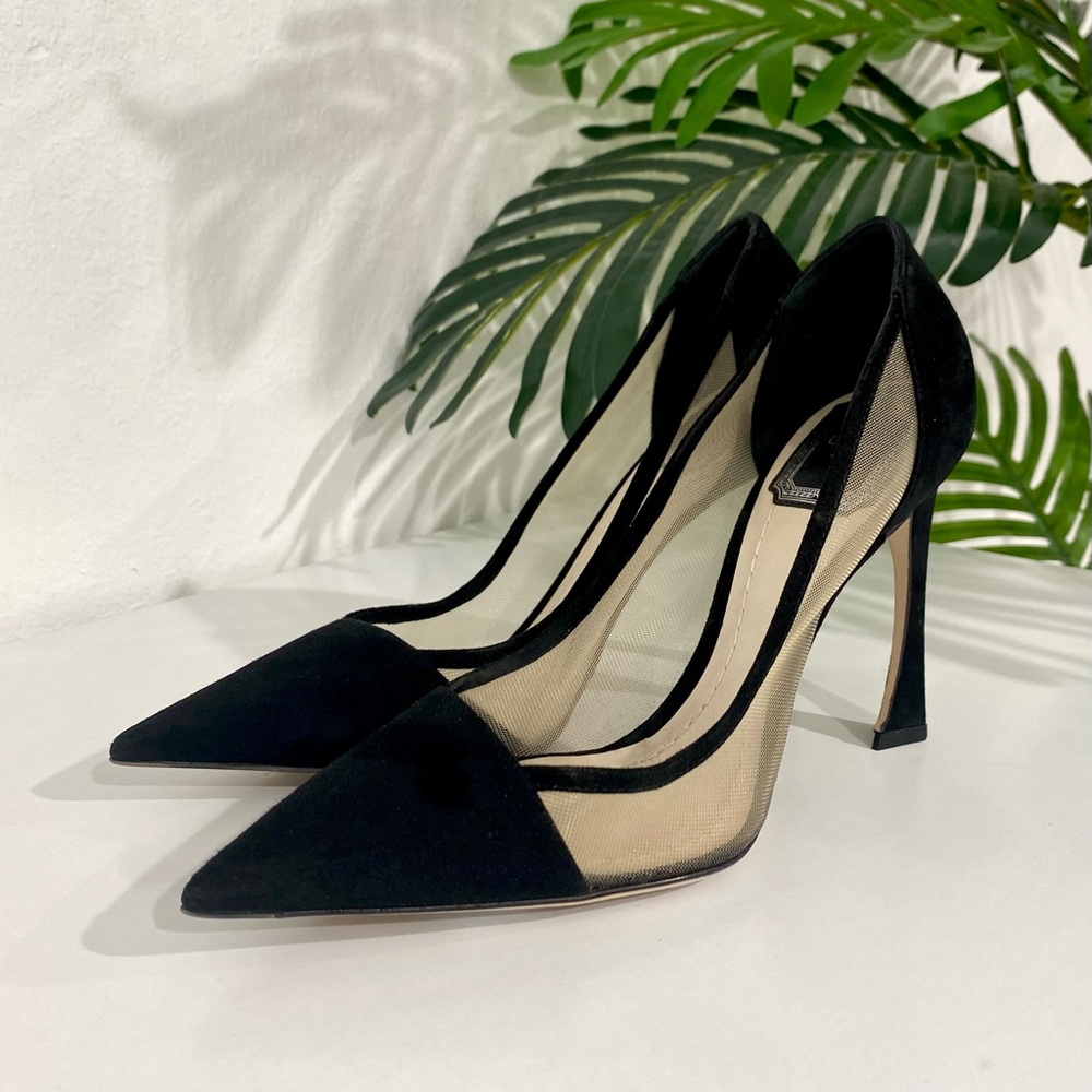 SOLD Authentic Christian Dior Black Suede & Mesh Songe Heels size 37 - Picture 5 of 12